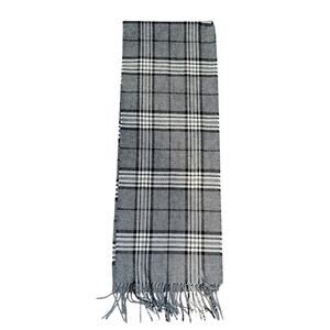 Cashmere Scarf Unisex Black Gray White Fringed 12 X 64 in. Made in Scotland